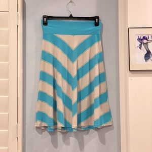 Old Navy Blue/Gray Striped Midi Skirt - XS